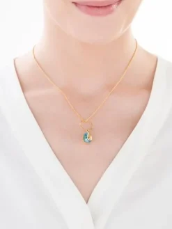 Naszyjnik srebrny ze szkłem - liść, koło