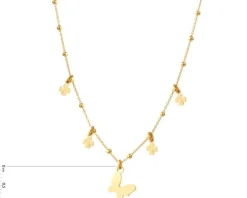 Naszyjnik srebrny ze szkłem - motyl, koniczyny, kulki