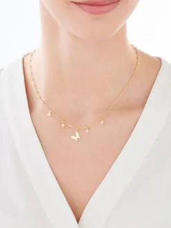 Naszyjnik srebrny ze szkłem - motyl, koniczyny, kulki