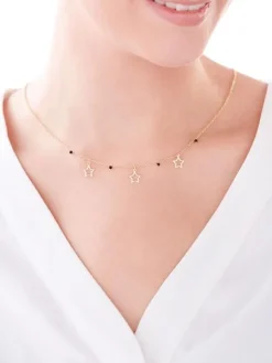 Naszyjnik srebrny ze szkłem - gwiazdy