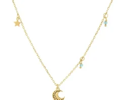 Naszyjnik srebrny ze szkłem -Księżyc, gwiazda