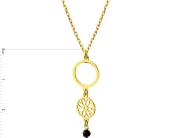 Naszyjnik srebrny ze szkłem - rozeta, koło