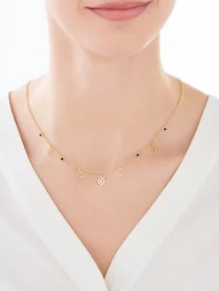 Naszyjnik srebrny ze szkłem - Księżyce, gwiazdy