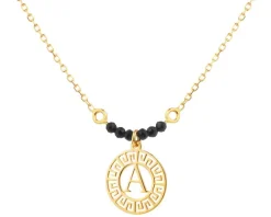 Naszyjnik srebrny ze szlifowanym szkłem - litera A, rozeta