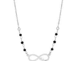 Naszyjnik srebrny ze szlifowanym szkłem - mama, nieskończoność