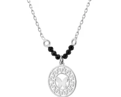 Naszyjnik srebrny ze szlifowanym szkłem - motyl, rozeta