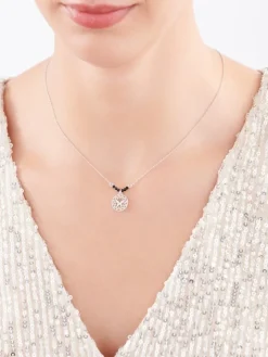 Naszyjnik srebrny ze szlifowanym szkłem - motyl, rozeta