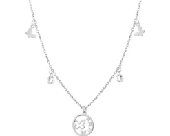 Naszyjnik srebrny ze szlifowanym szkłem - motyle