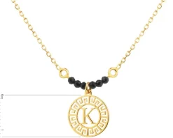 Naszyjnik srebrny ze szlifowanym szkłem - litera K, rozeta