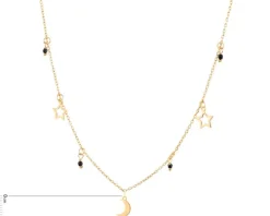 Naszyjnik srebrny ze szlifowanym szkłem - Księżyc, gwiazdy