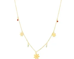 Naszyjnik srebrny ze szlifowanym szkłem - kwiaty