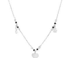 Naszyjnik srebrny ze szlifowanym szkłem - serce, nieskończoność, koniczyna