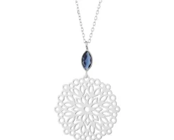 Naszyjnik srebrny ze szlifowanym szkłem - rozeta