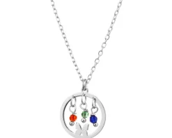 Naszyjnik srebrny ze szlifowanym szkłem - motyl