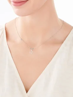 Naszyjnik srebrny ze szlifowanym szkłem - gwiazda