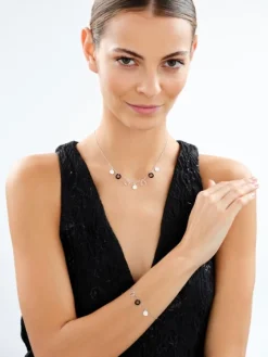 Naszyjnik srebrny ze szlifowanym szkłem - koła