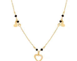 Naszyjnik srebrny ze szlifowanym szkłem - serca