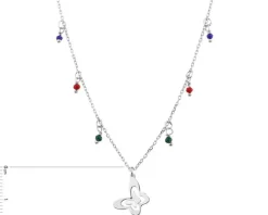 Naszyjnik srebrny ze szlifowanym szkłem - motyl