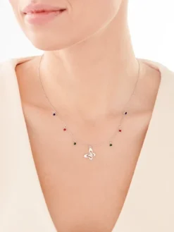 Naszyjnik srebrny ze szlifowanym szkłem - motyl