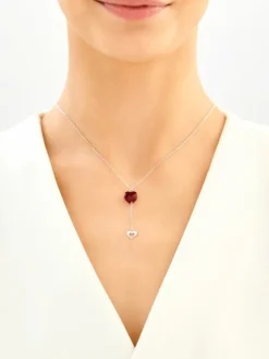 Naszyjnik srebrny ze szlifowanym szkłem - serca