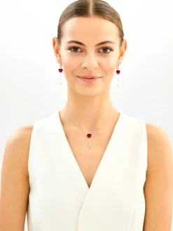 Naszyjnik srebrny ze szlifowanym szkłem - serca