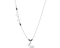 Naszyjnik srebrny ze szlifowanym szkłem - motyle