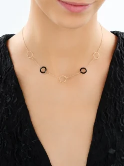 Naszyjnik srebrny ze szlifowanym szkłem - koła