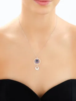 Naszyjnik srebrny ze szlifowanym szkłem - koła