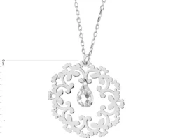Naszyjnik srebrny ze szlifowanym szkłem - rozeta