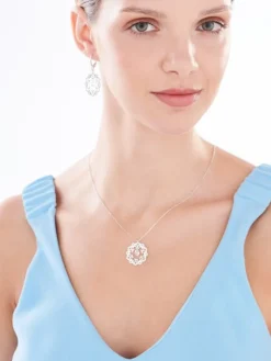 Naszyjnik srebrny ze szlifowanym szkłem - rozeta