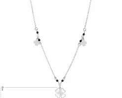 Naszyjnik srebrny ze szlifowanym szkłem - koniczyny