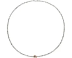 Naszyjnik z białego i różowego złota z brylantami - 0,10 ct - próba 750