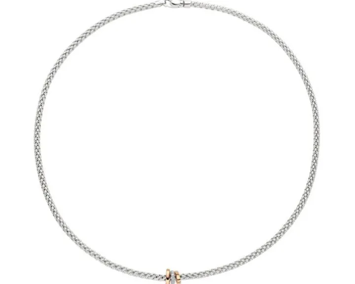 Naszyjnik z białego i różowego złota z brylantami - 0,10 ct - próba 750