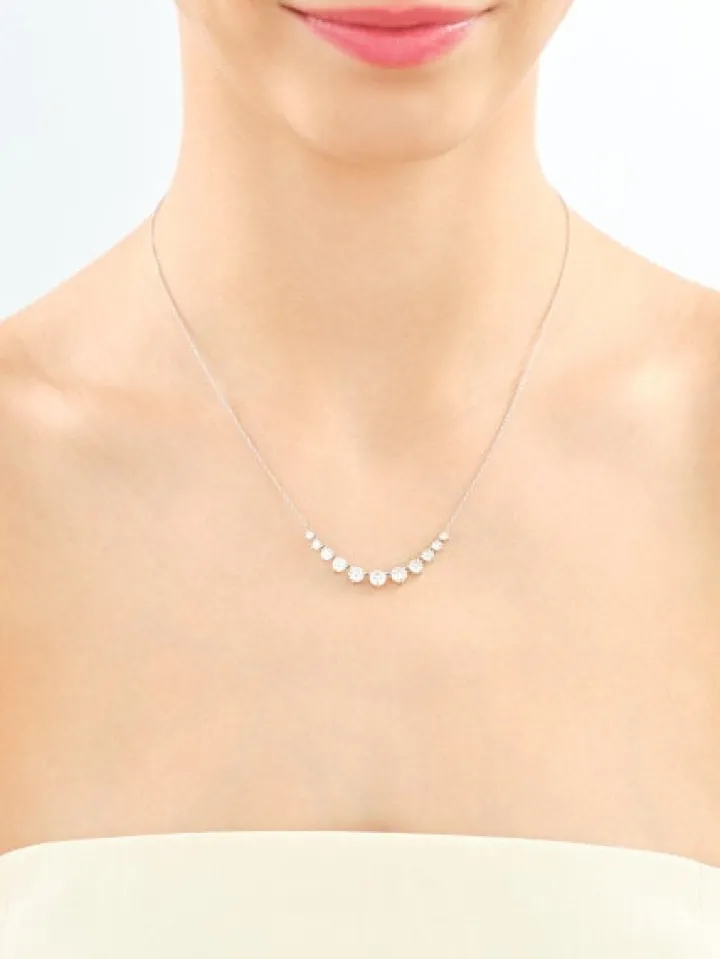 Naszyjnik z białego złota z brylantami laboratoryjnymi - 2,00 ct - próba 585