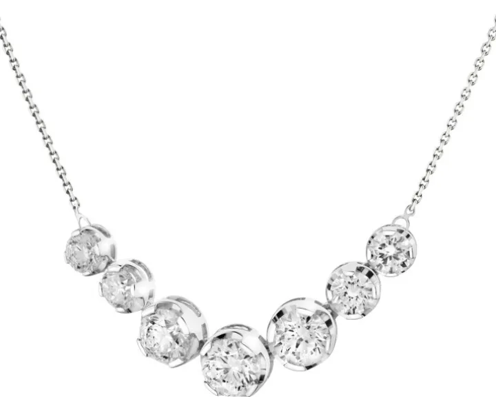 Naszyjnik z białego złota z brylantami laboratoryjnymi - 2,00 ct - próba 750