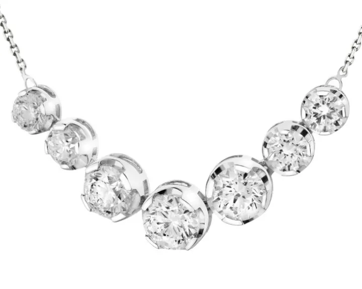 Naszyjnik z białego złota z brylantami laboratoryjnymi - 2,00 ct - próba 750