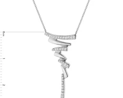 Naszyjnik z białego złota z diamentami - 0,09 ct - próba 585