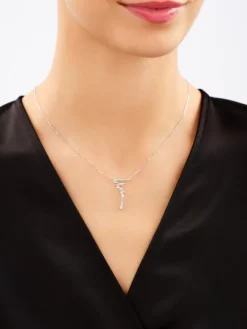 Naszyjnik z białego złota z diamentami - 0,09 ct - próba 585