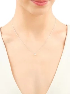 Naszyjnik z białego złota z brylantem laboratoryjnym - 0,20 ct - próba 585