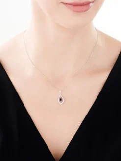 Naszyjnik z białego złota z diamentami i szafirami - próba 585