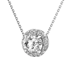 Naszyjnik z białego złota z brylantami laboratoryjnymi - 0,85 ct - próba 750