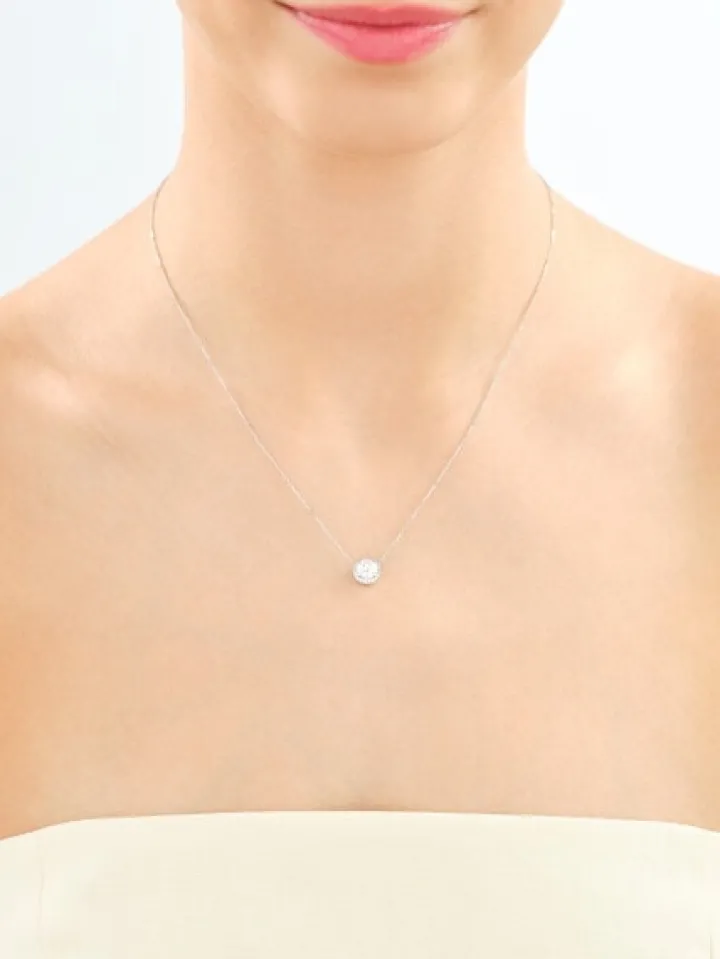 Naszyjnik z białego złota z brylantami laboratoryjnymi - 0,85 ct - próba 750