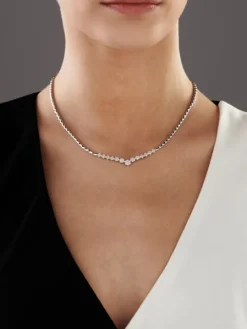 Naszyjnik z białego złota z brylantami - 0,85 ct - próba 585