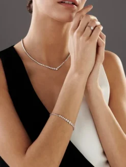 Naszyjnik z białego złota z brylantami - 0,85 ct - próba 585