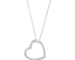 Naszyjnik z białego złota z diamentami - serce - 0,10 ct - próba 585