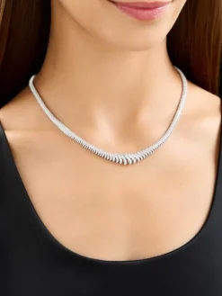 Naszyjnik z białego złota z brylantami - 45 cm - 6,84 ct - próba 750