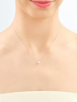 Naszyjnik z białego złota z diamentem laboratoryjnym - 0,52 ct - próba 585