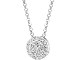 Naszyjnik z białego złota z diamentami - 0,11 ct - próba 585