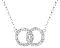 Naszyjnik z białego złota z diamentami - koła - 0,09 ct - próba 750