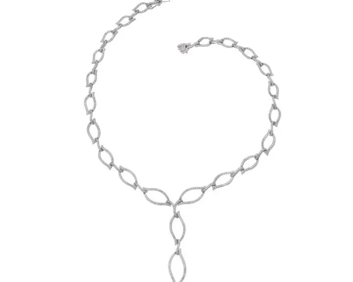 Naszyjnik z białego złota z brylantami - 6,78 ct - próba 750